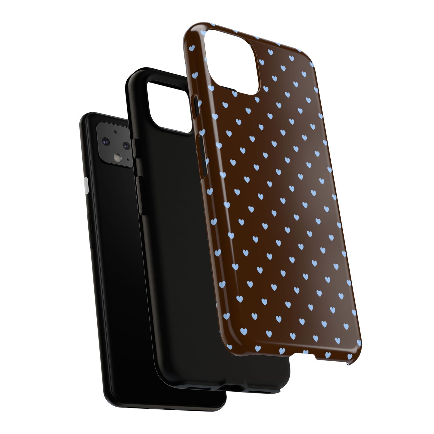 Brown + Blue Heart Polka Dots Phone Case