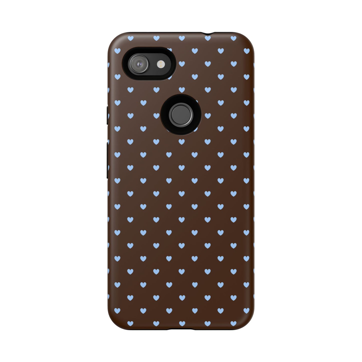 Brown + Blue Heart Polka Dots Phone Case