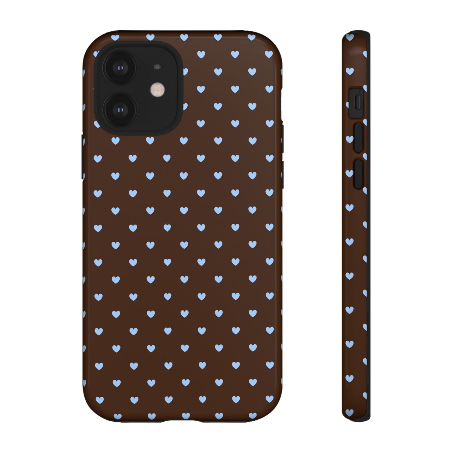 Brown + Blue Heart Polka Dots Phone Case