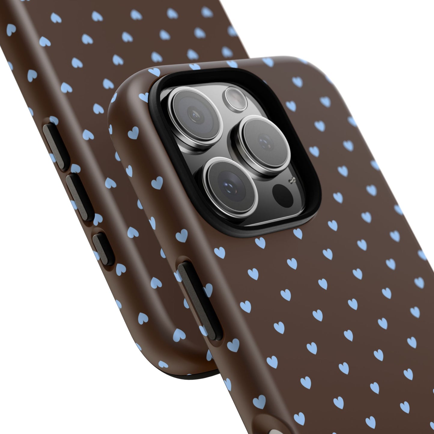 Brown + Blue Heart Polka Dots Phone Case