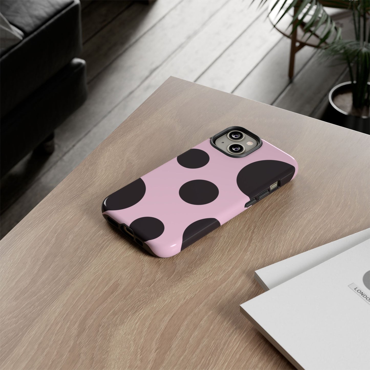 Pink + Black Dot Phone Case