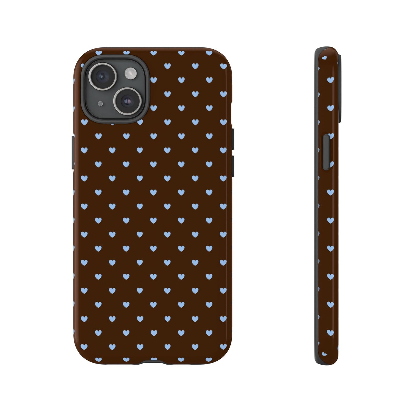 Brown + Blue Heart Polka Dots Phone Case