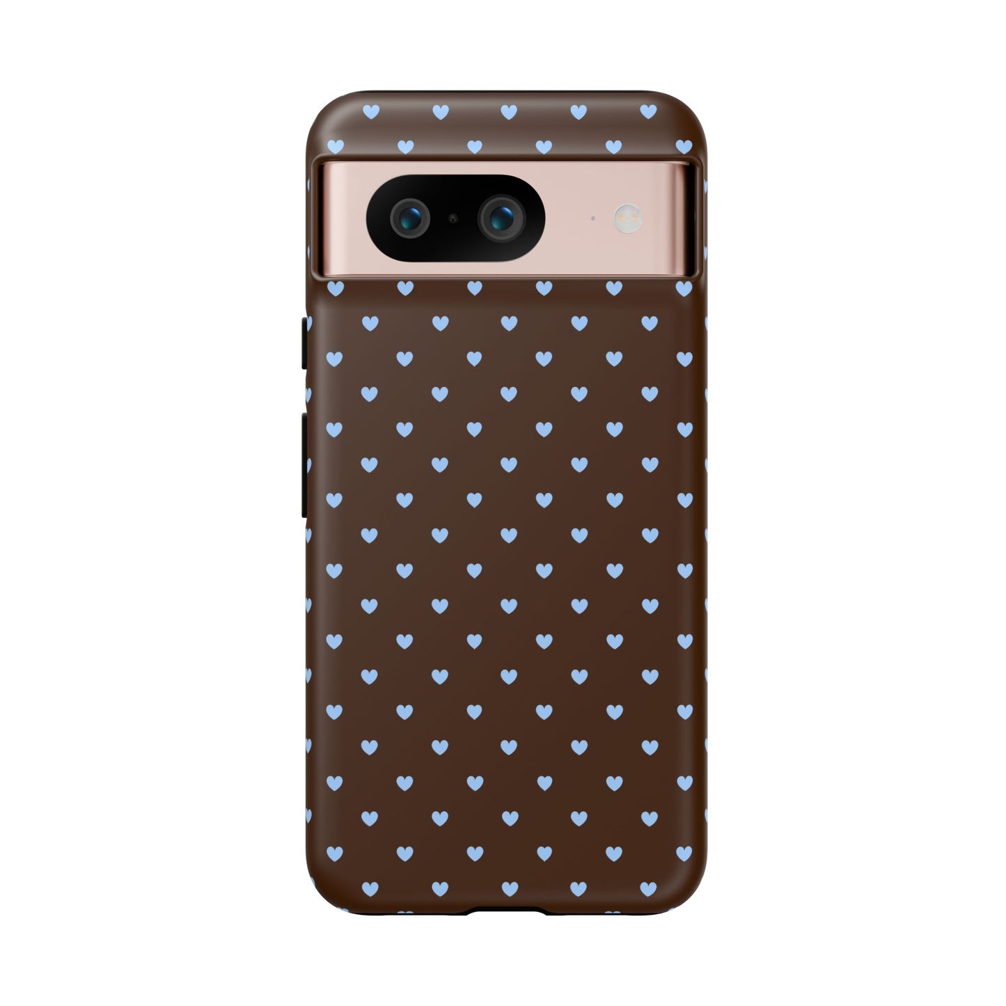 Brown + Blue Heart Polka Dots Phone Case