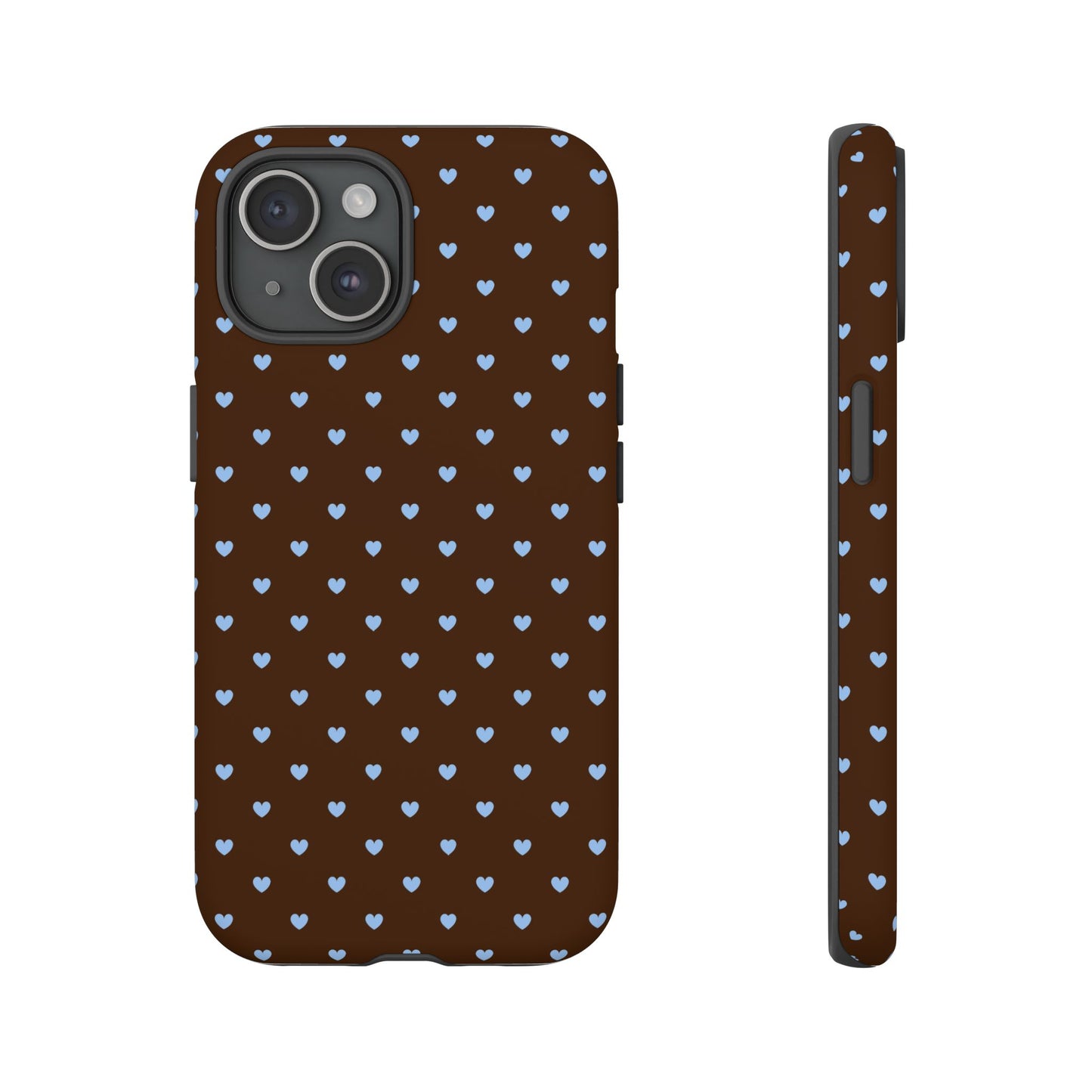 Brown + Blue Heart Polka Dots Phone Case