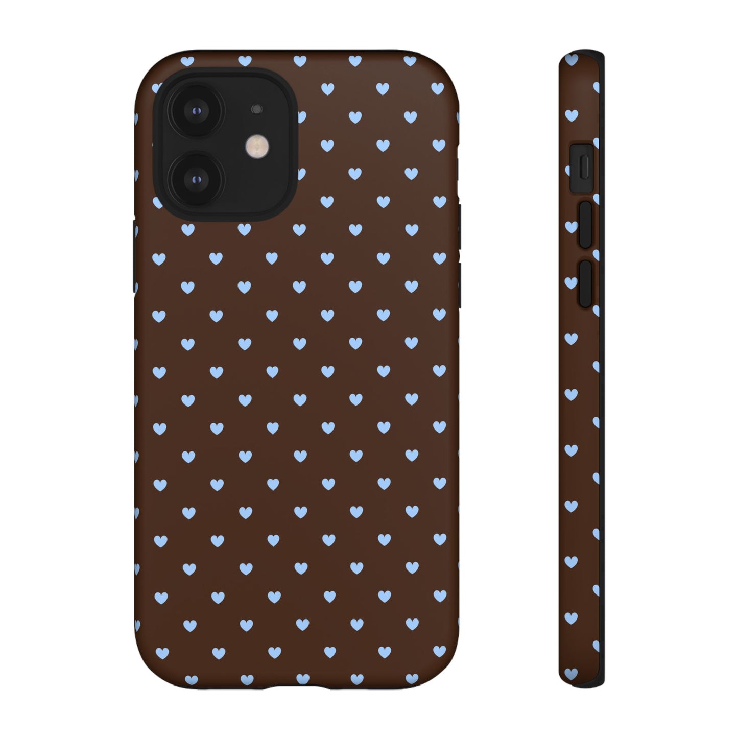 Brown + Blue Heart Polka Dots Phone Case