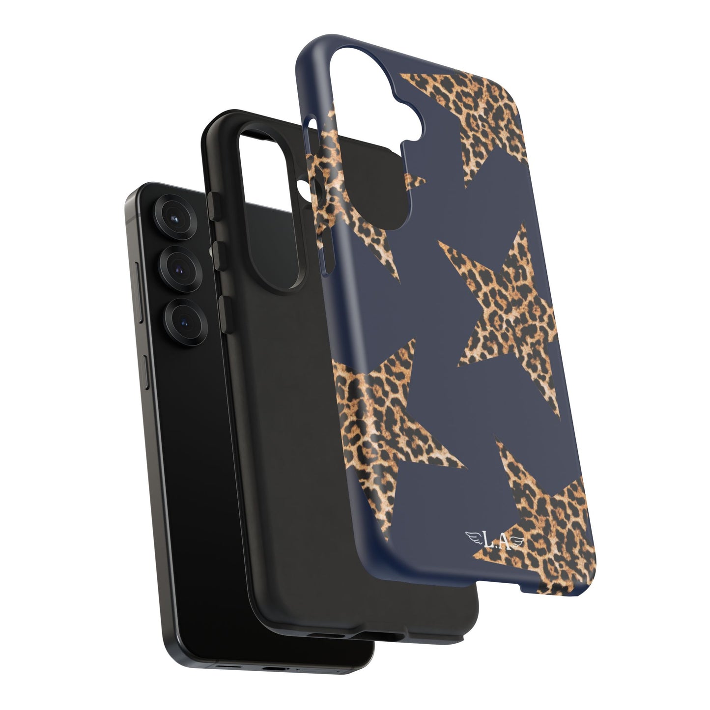 Navy Leopard Print Stars Phone Case