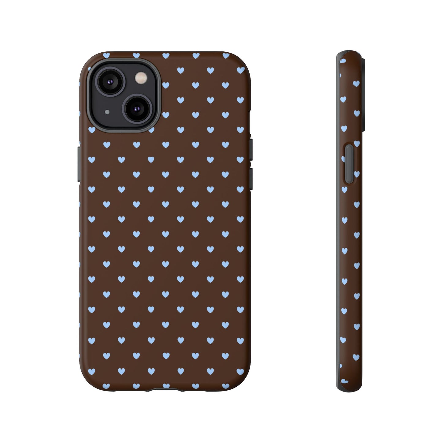 Brown + Blue Heart Polka Dots Phone Case