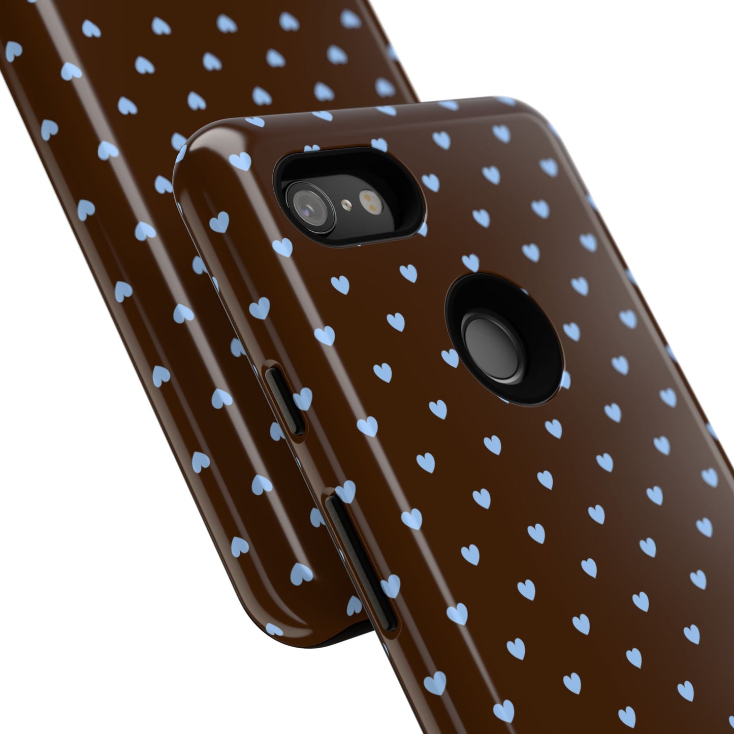 Brown + Blue Heart Polka Dots Phone Case