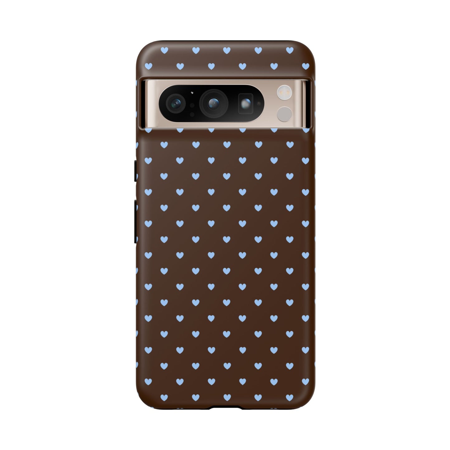 Brown + Blue Heart Polka Dots Phone Case
