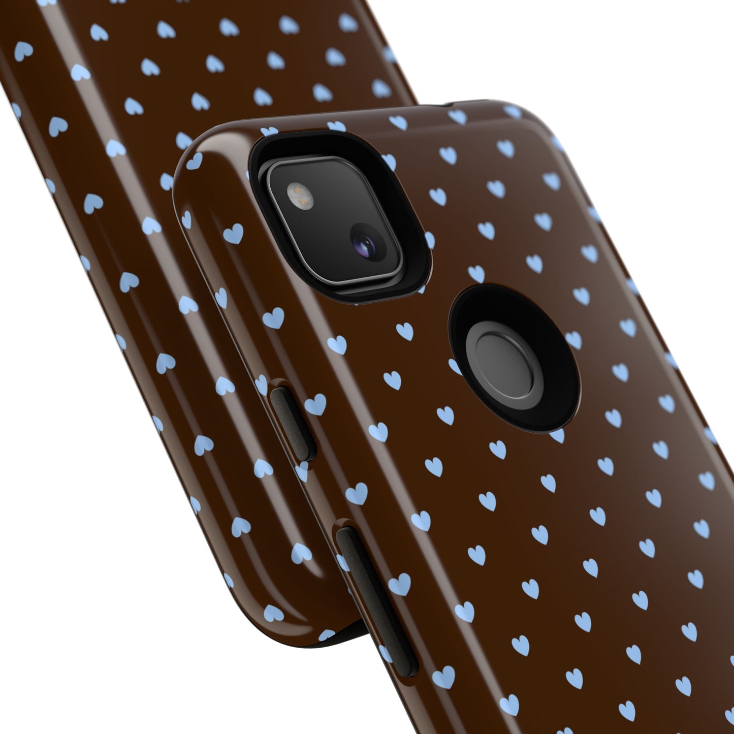 Brown + Blue Heart Polka Dots Phone Case
