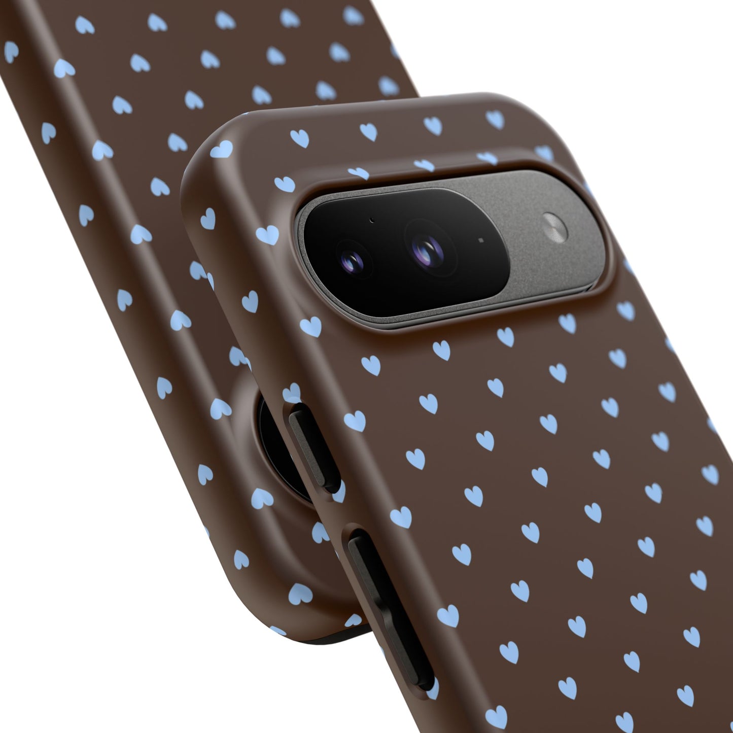 Brown + Blue Heart Polka Dots Phone Case