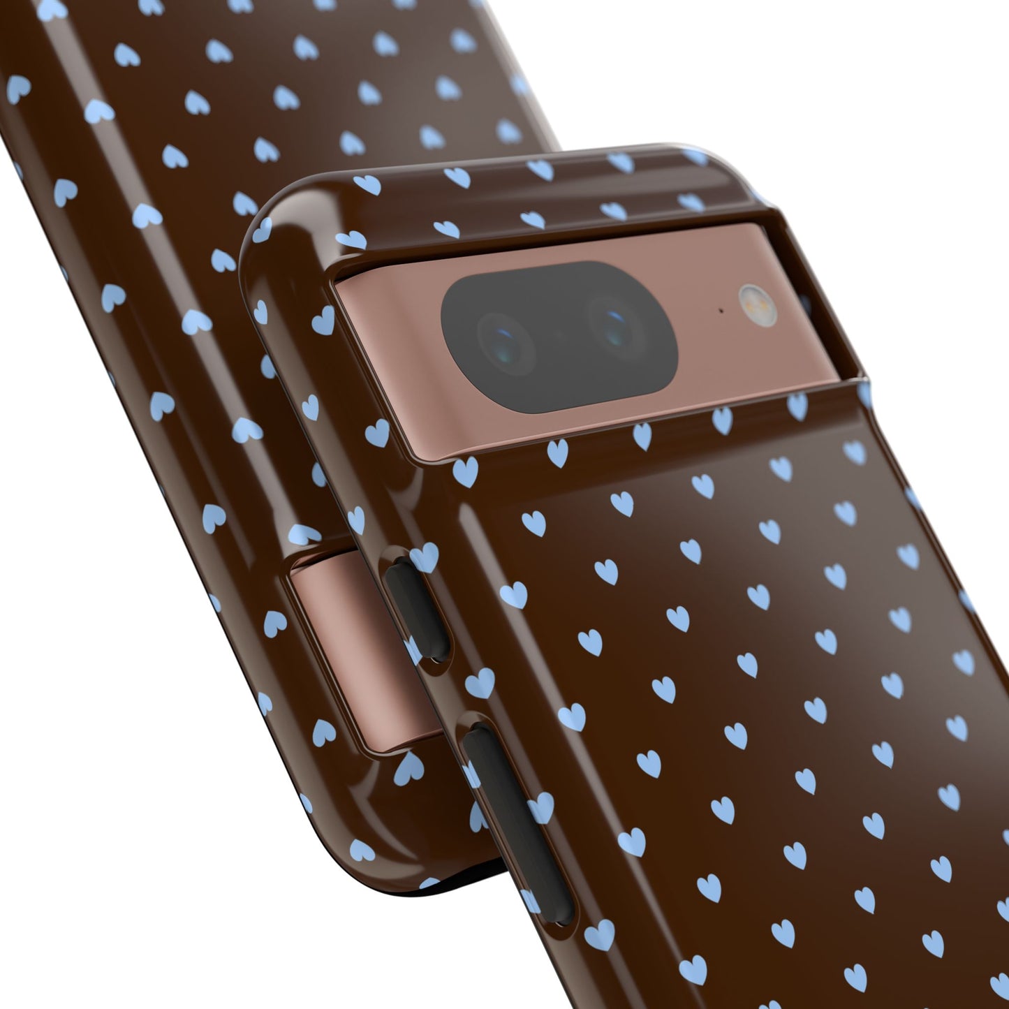 Brown + Blue Heart Polka Dots Phone Case