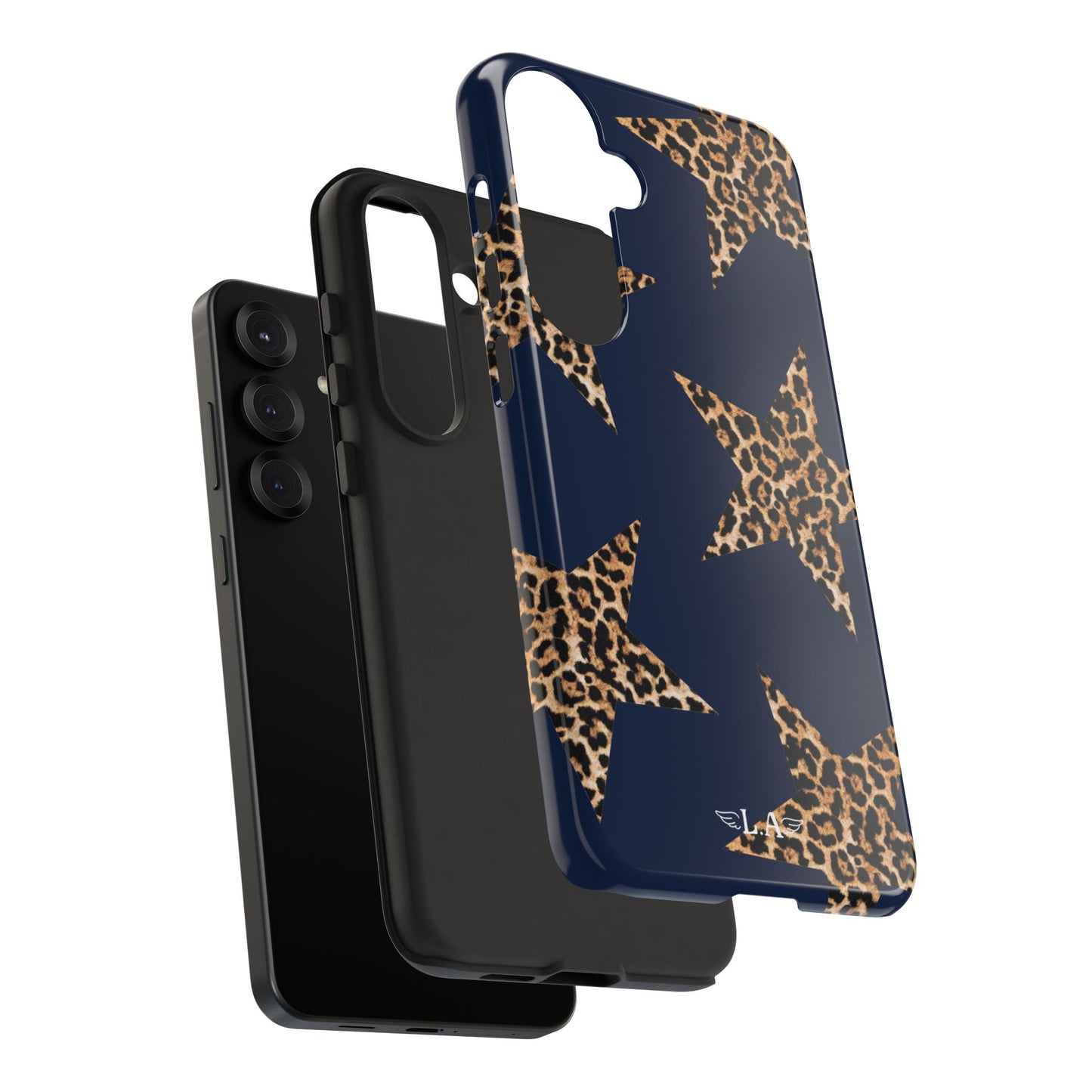 Navy Leopard Print Stars Phone Case