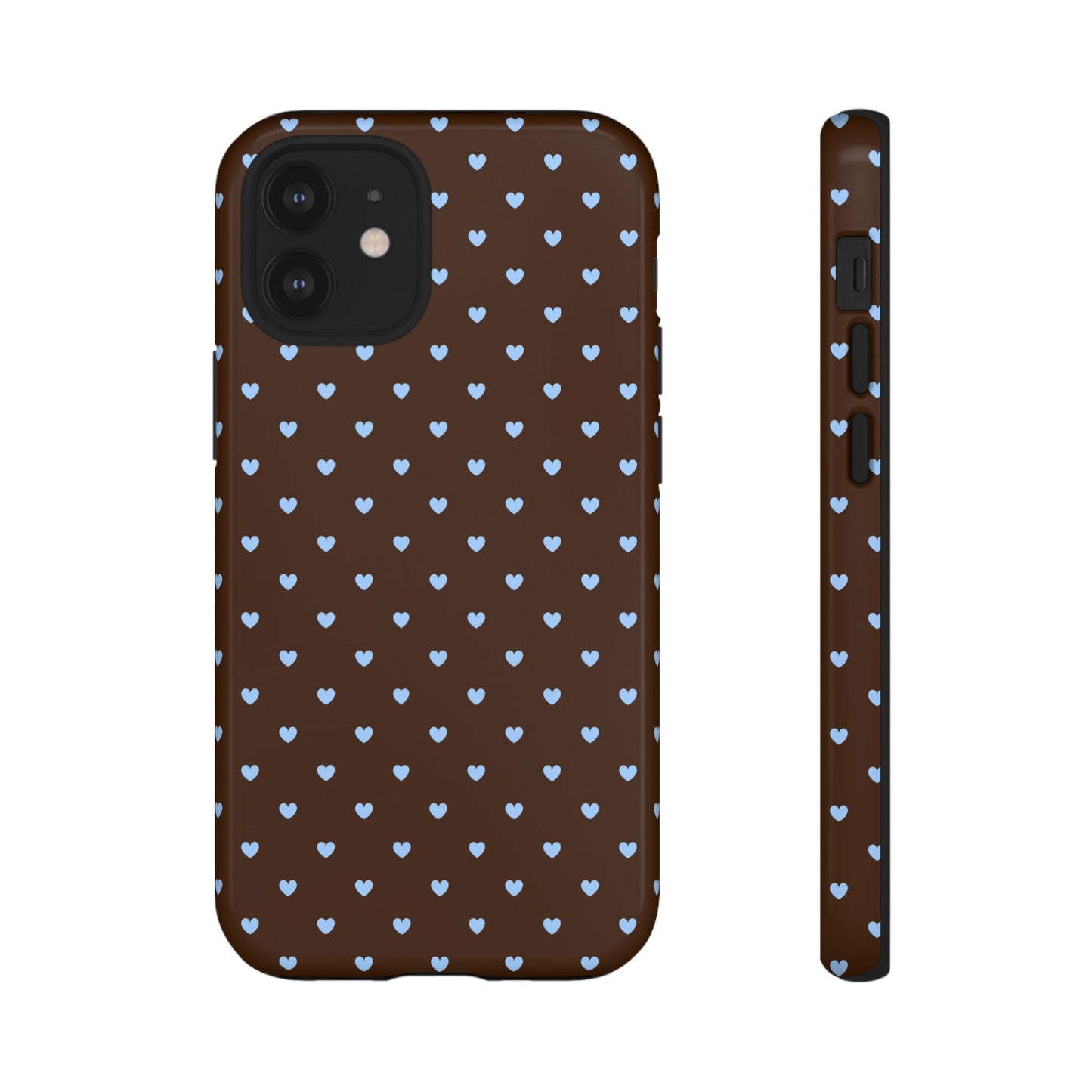 Brown + Blue Heart Polka Dots Phone Case