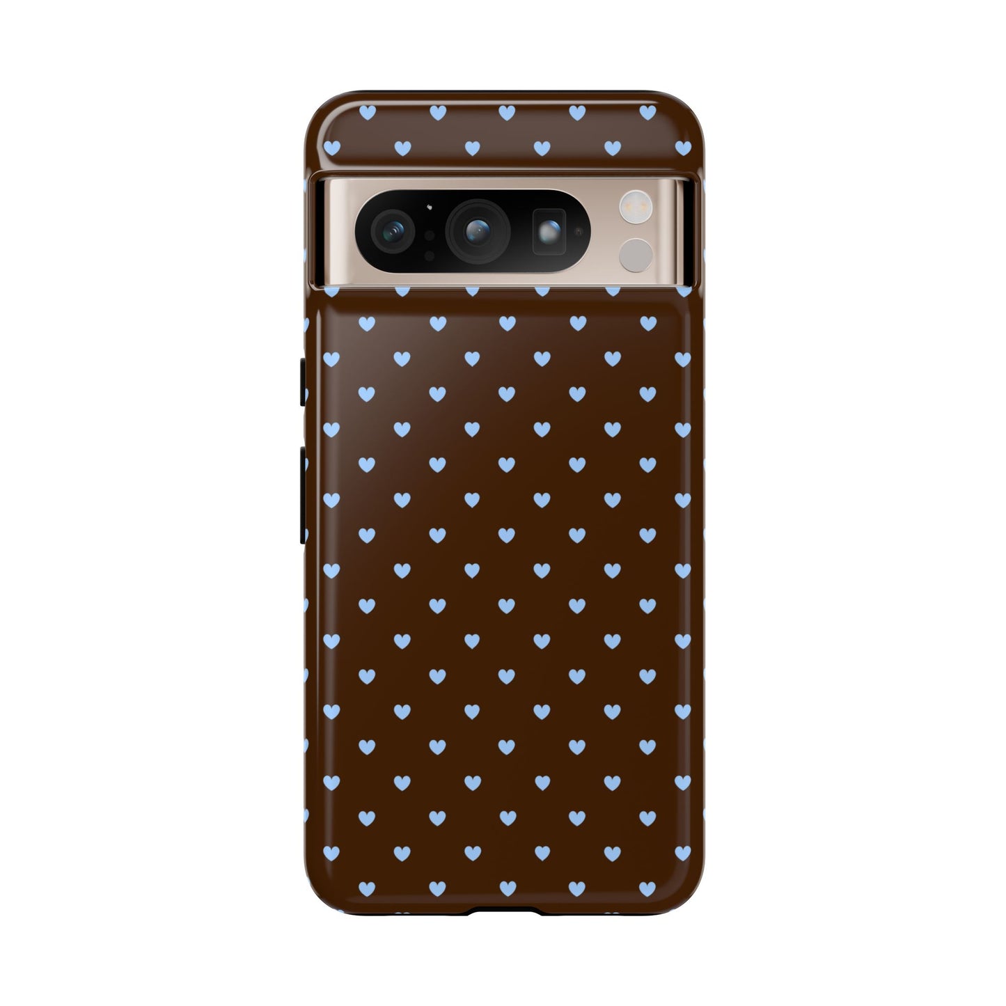 Brown + Blue Heart Polka Dots Phone Case