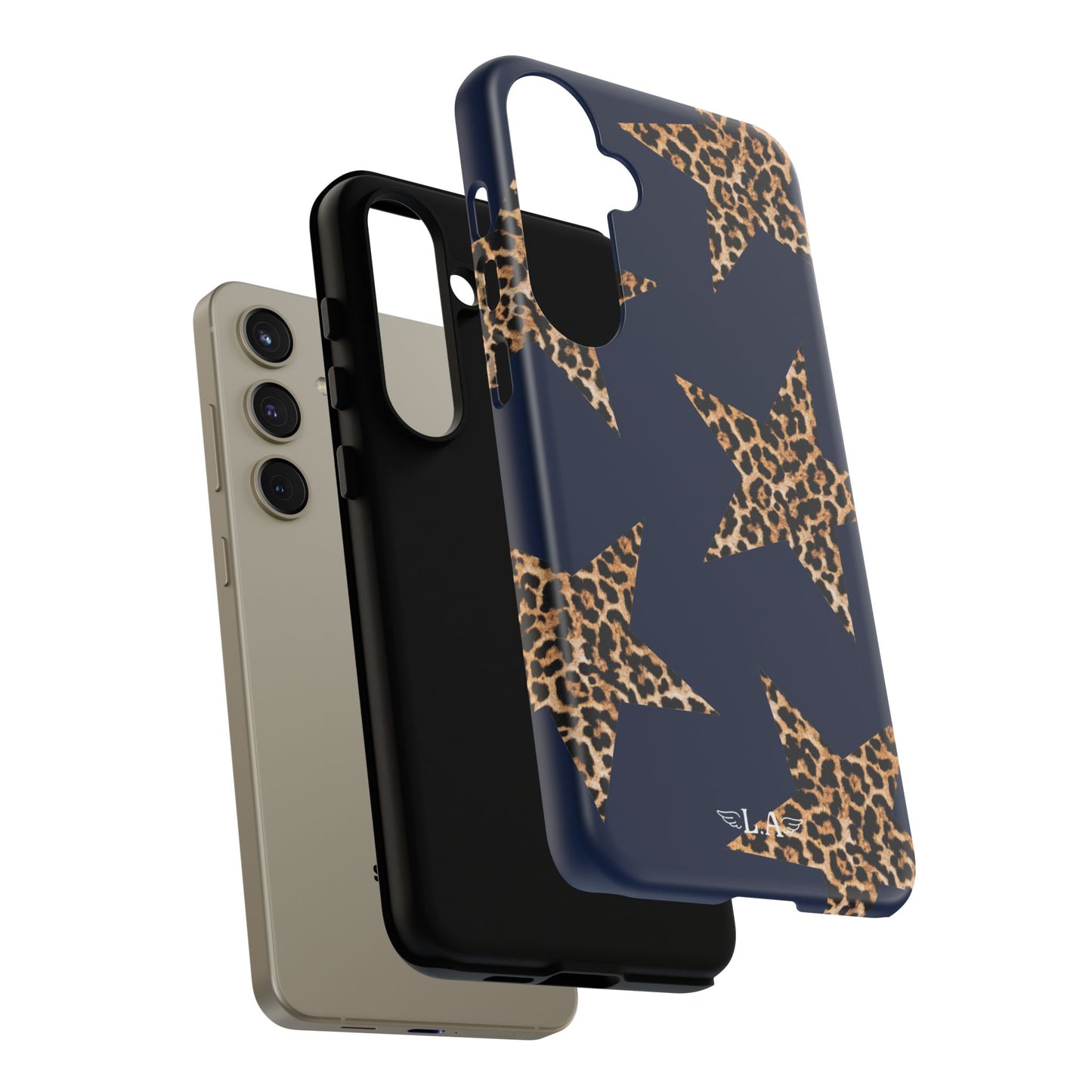 Navy Leopard Print Stars Phone Case