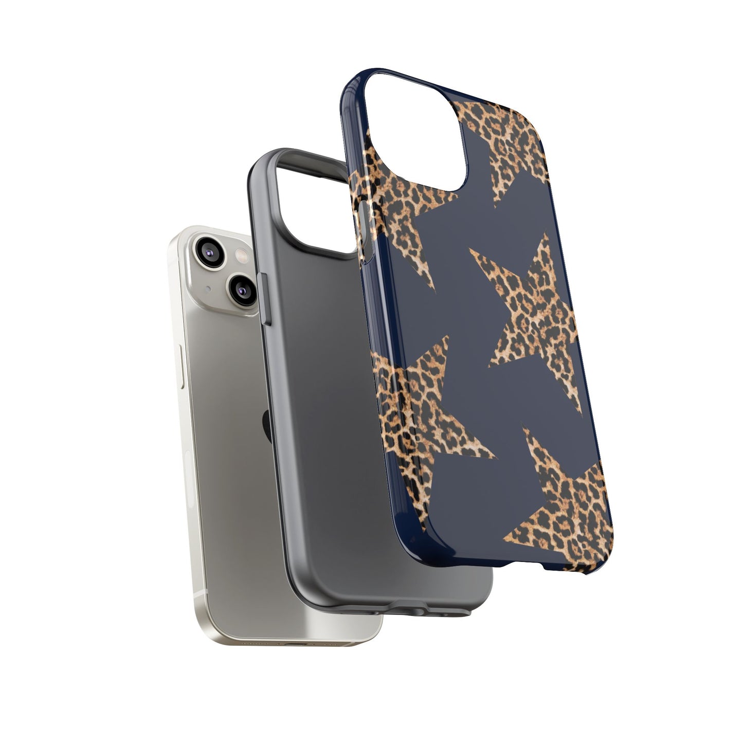 Navy Leopard Print Stars Phone Case