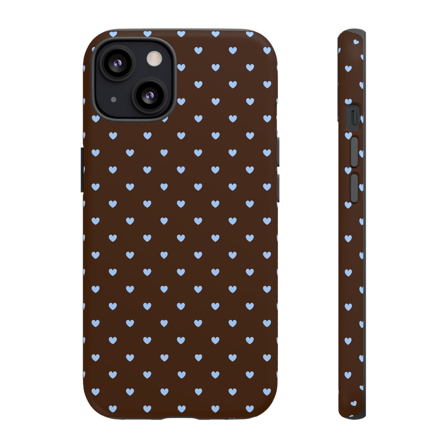 Brown + Blue Heart Polka Dots Phone Case