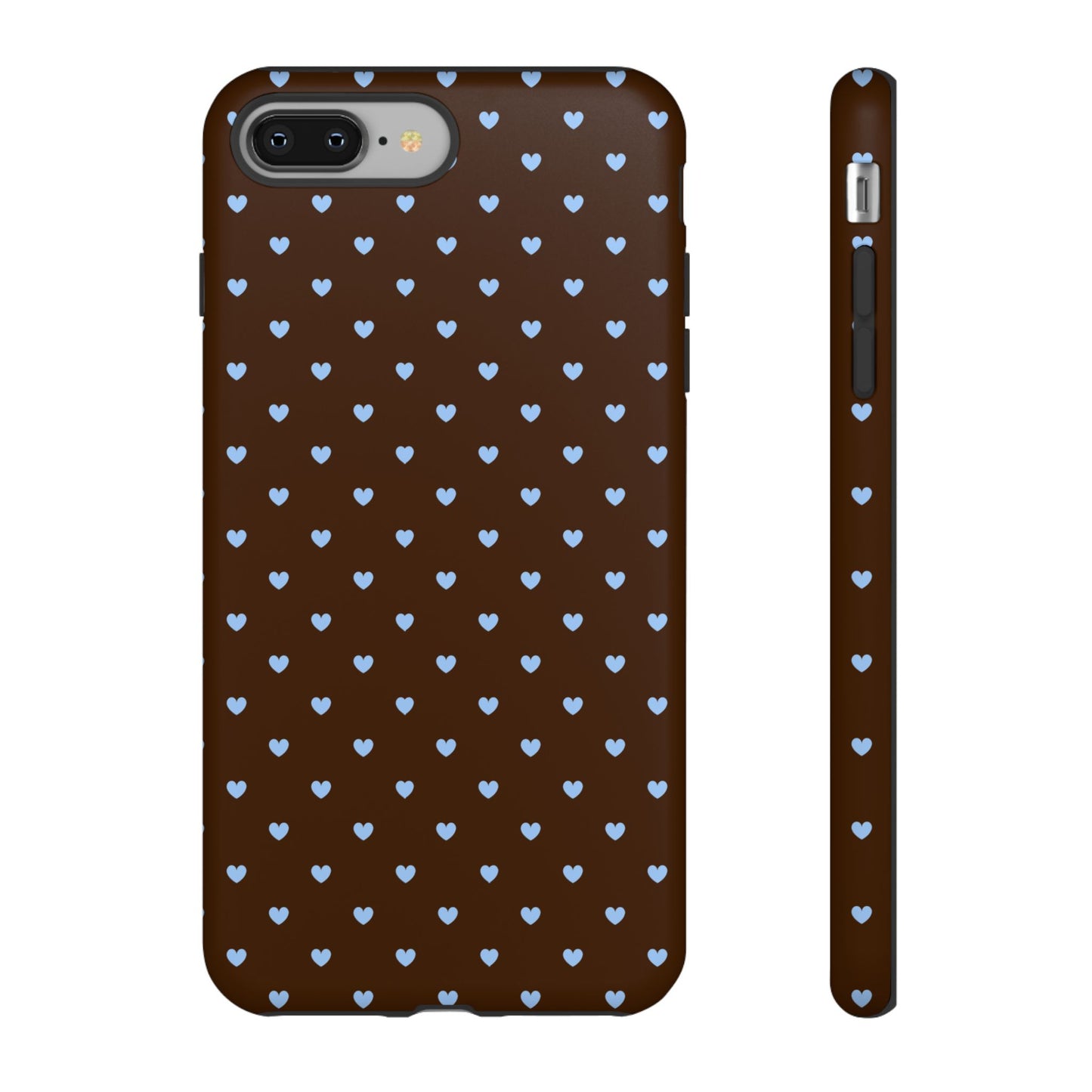 Brown + Blue Heart Polka Dots Phone Case