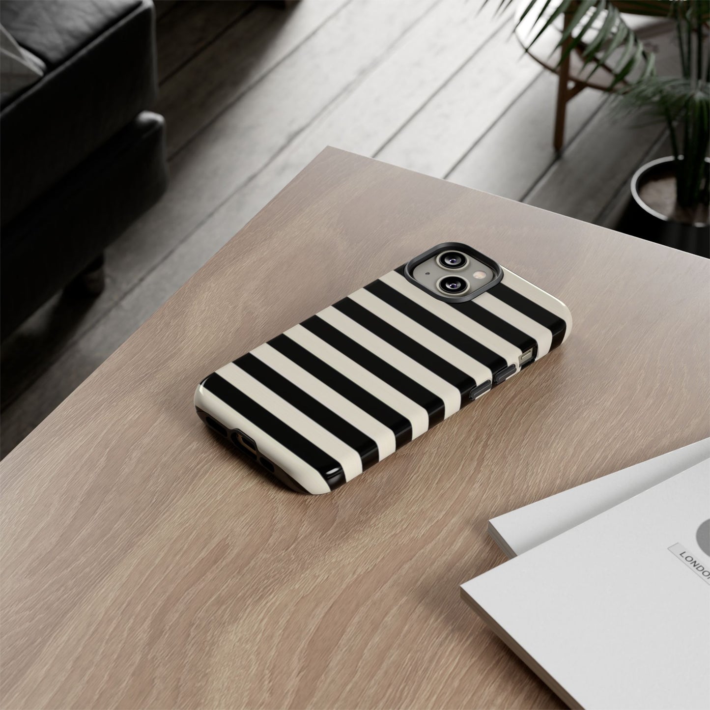 Black + White Stripe Phone Case