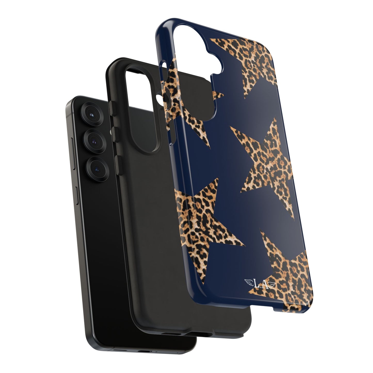 Navy Leopard Print Stars Phone Case