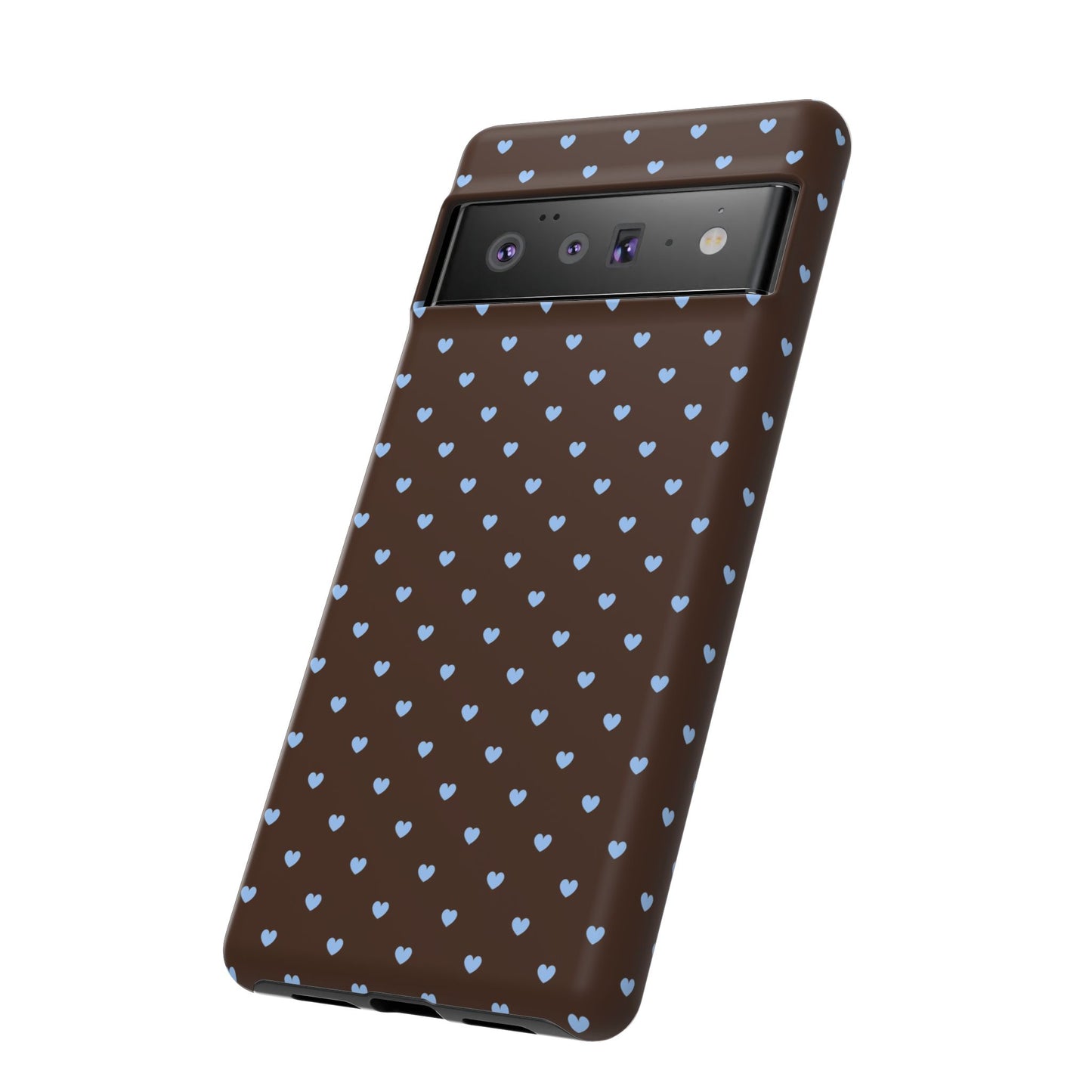 Brown + Blue Heart Polka Dots Phone Case