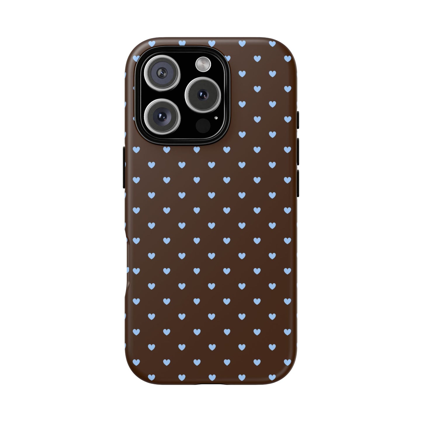 Brown + Blue Heart Polka Dots Phone Case