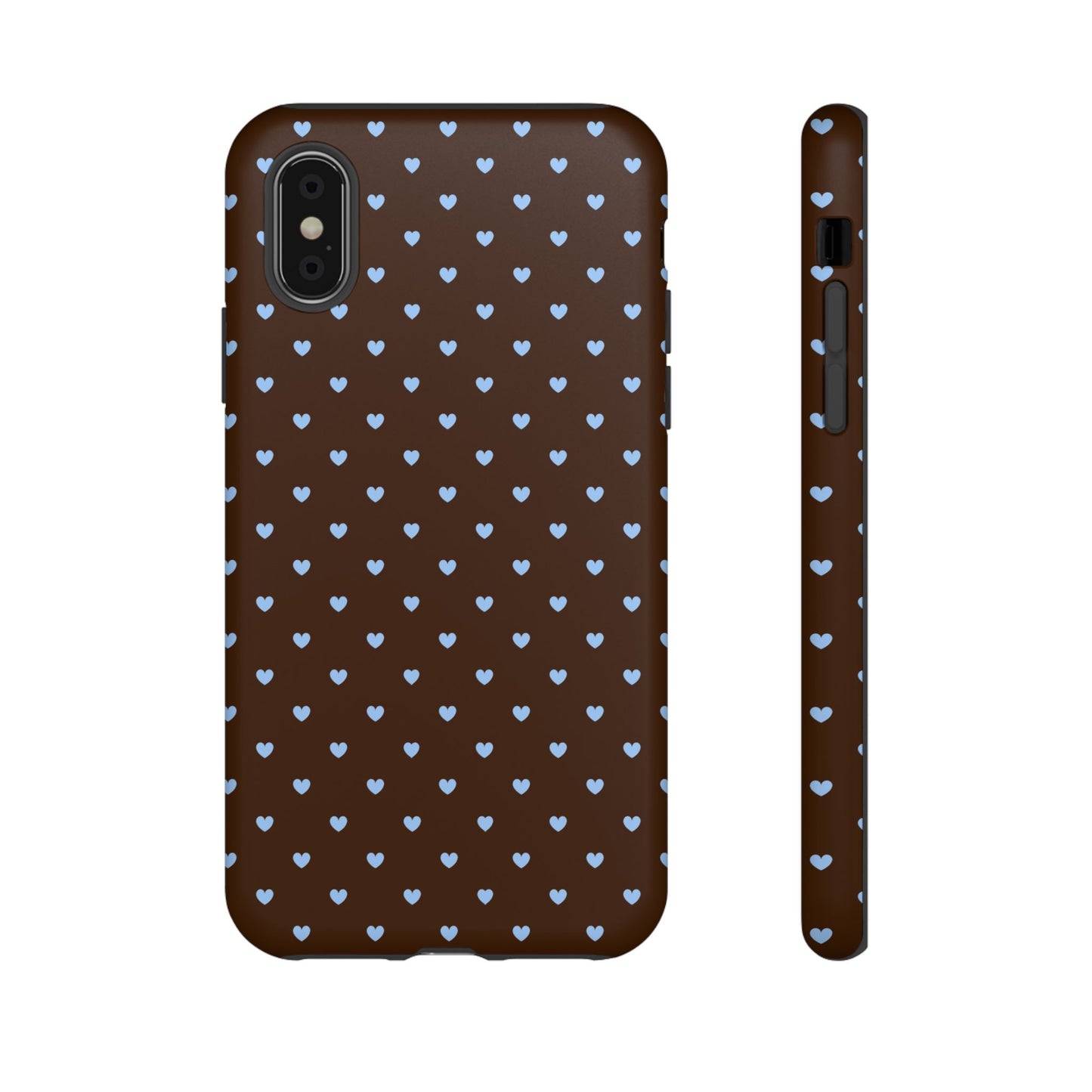 Brown + Blue Heart Polka Dots Phone Case