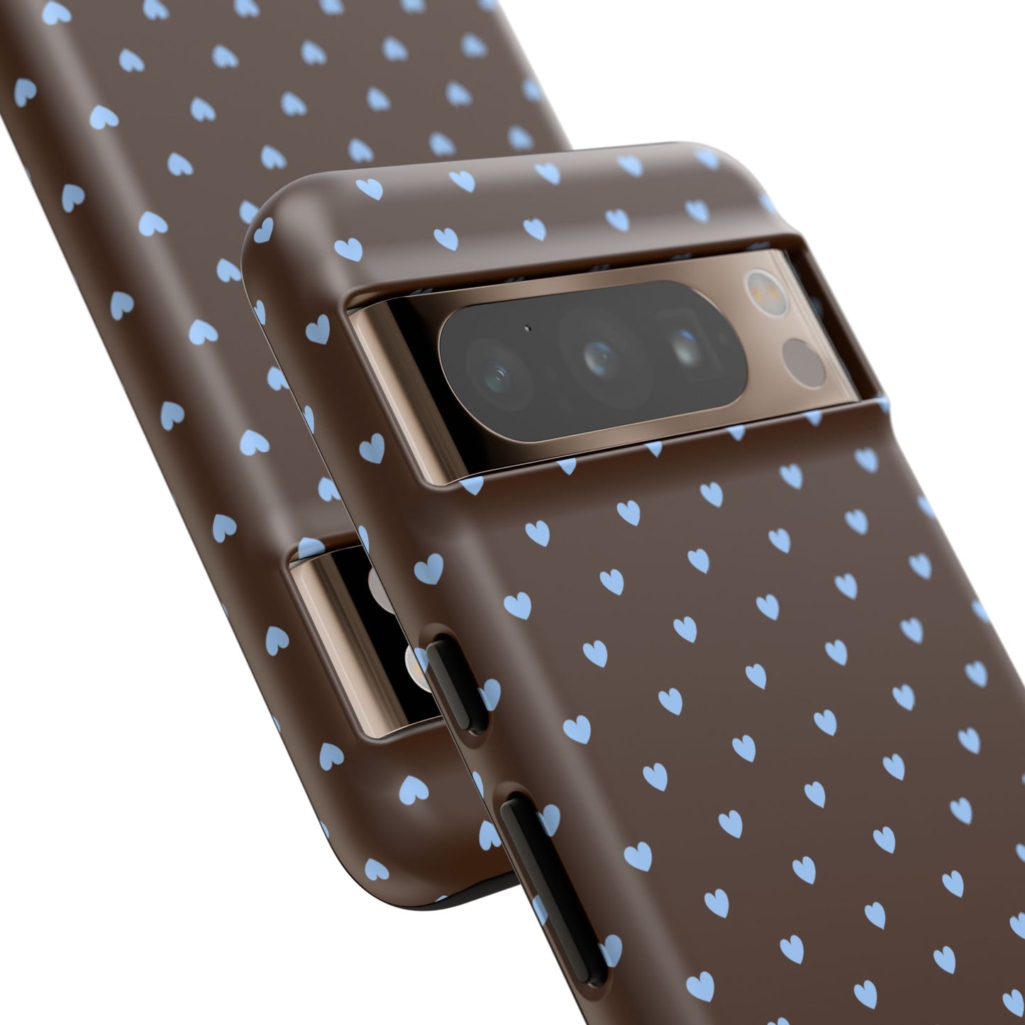Brown + Blue Heart Polka Dots Phone Case