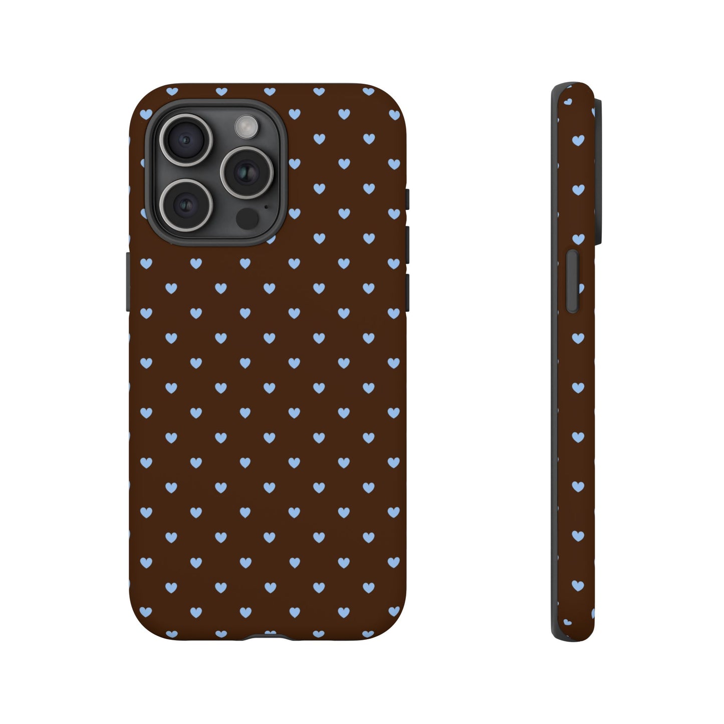 Brown + Blue Heart Polka Dots Phone Case