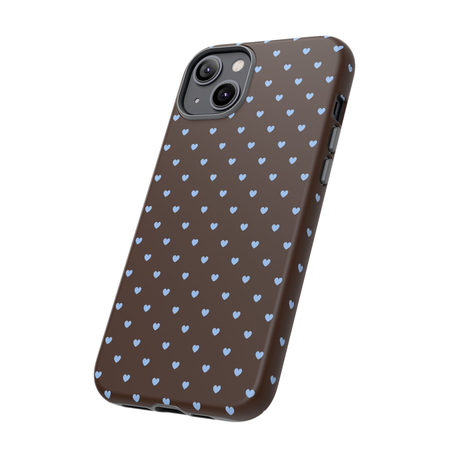 Brown + Blue Heart Polka Dots Phone Case