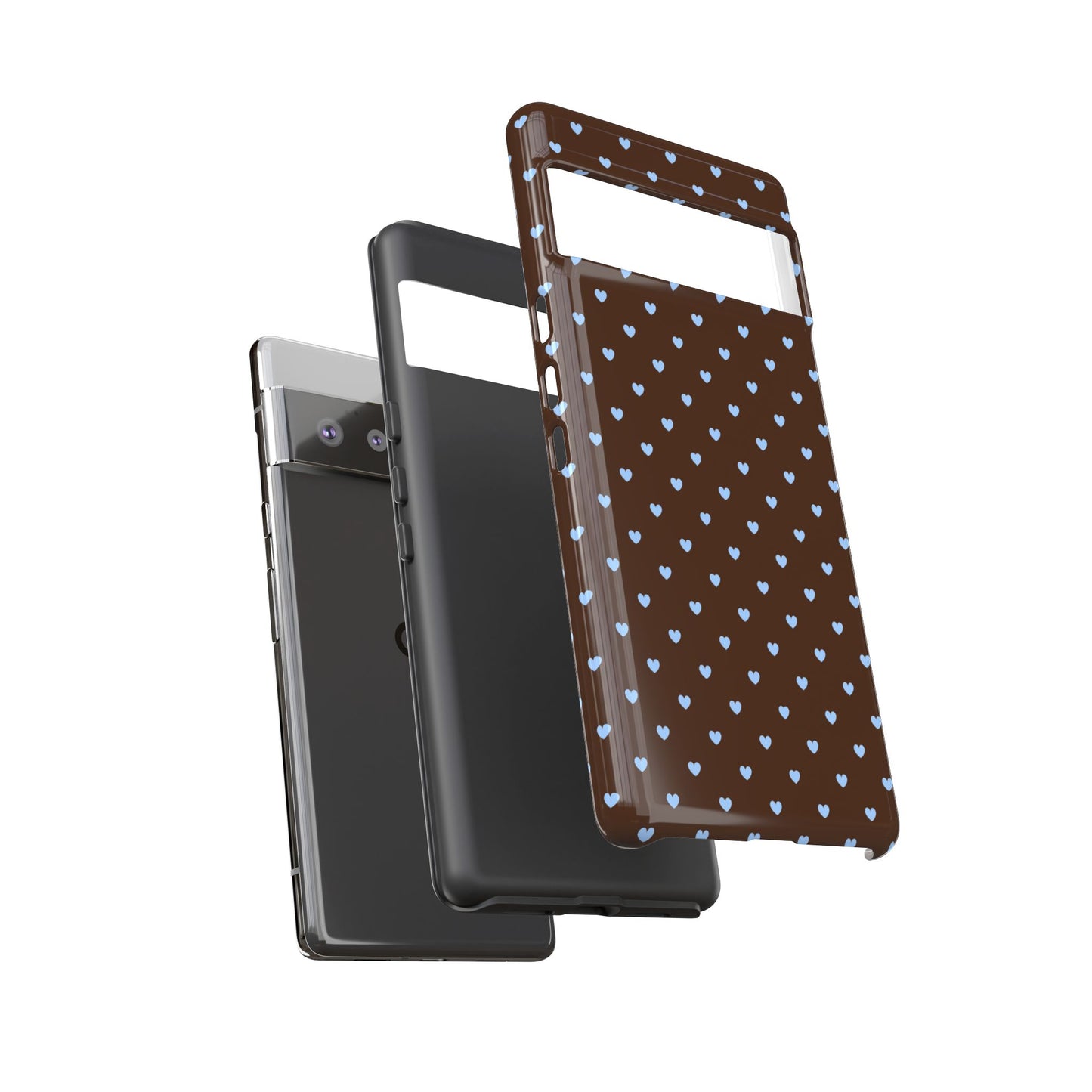 Brown + Blue Heart Polka Dots Phone Case