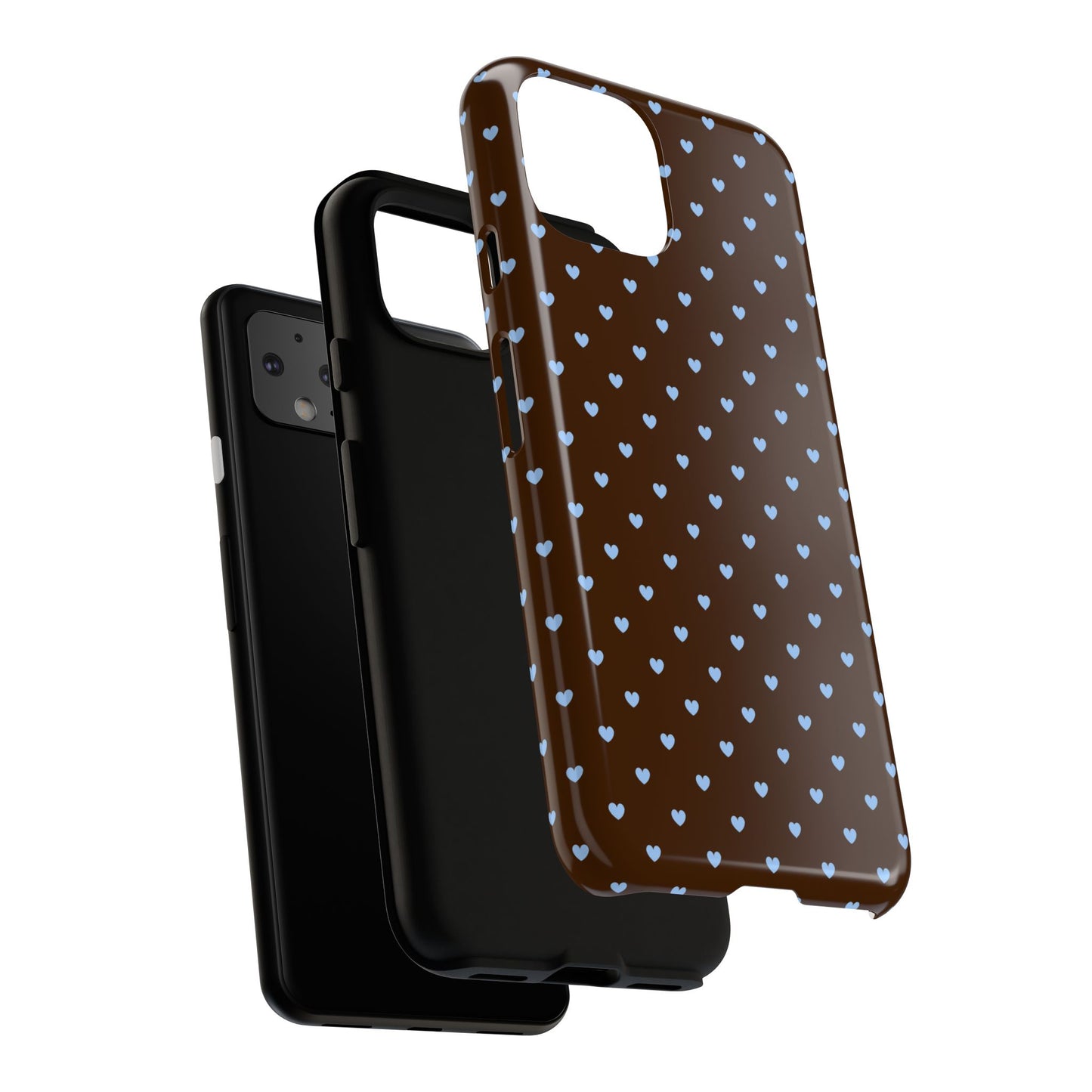 Brown + Blue Heart Polka Dots Phone Case