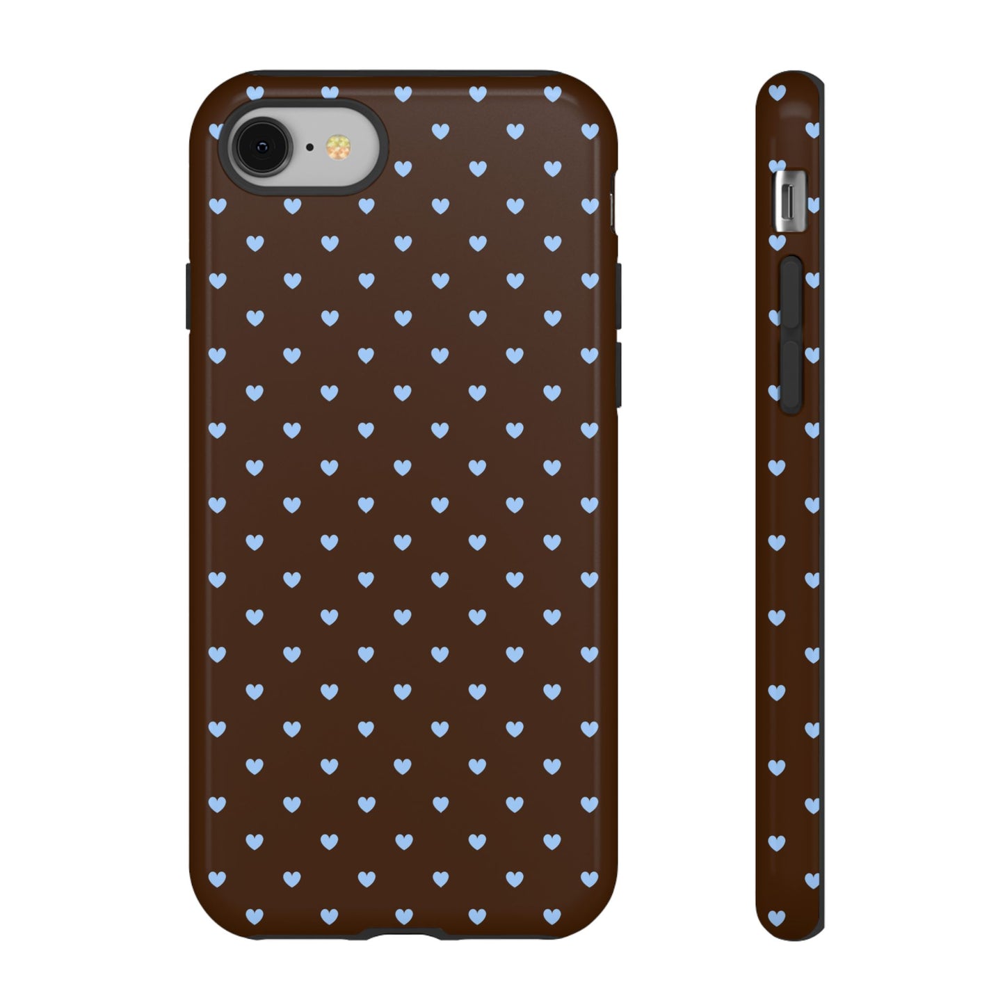 Brown + Blue Heart Polka Dots Phone Case