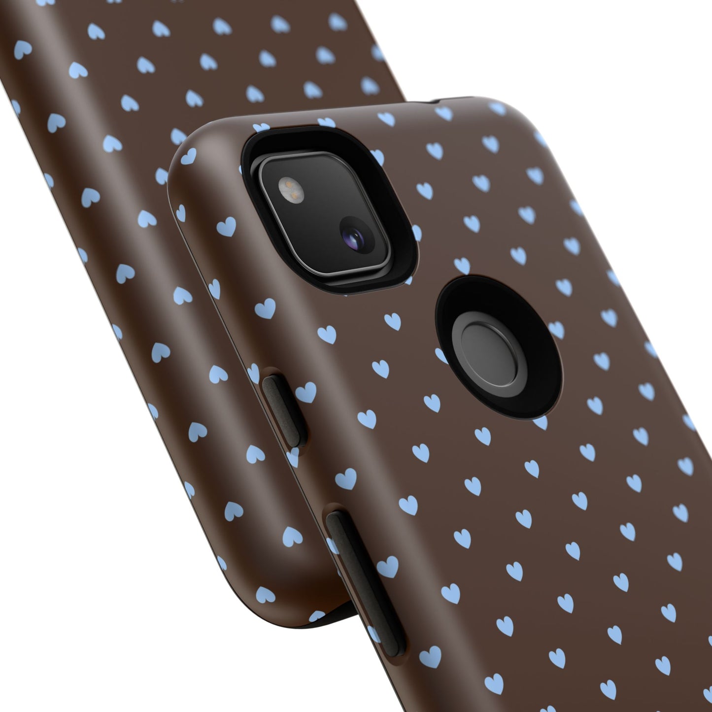 Brown + Blue Heart Polka Dots Phone Case
