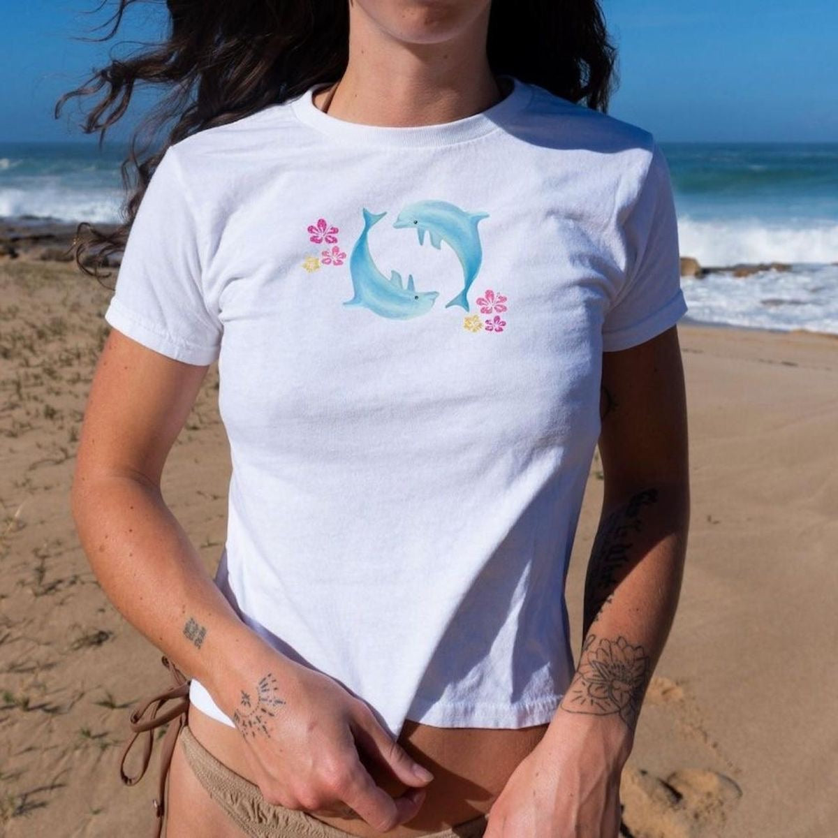 Hand Painted Dolphin Baby Tee
