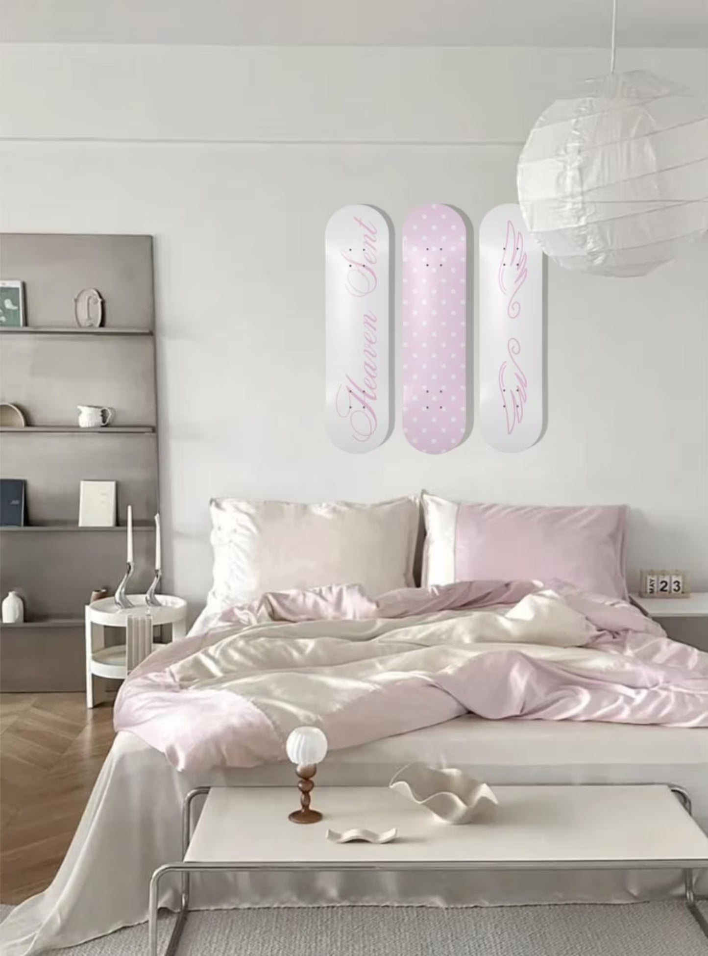 Pink Polka Dot Skateboard Set
