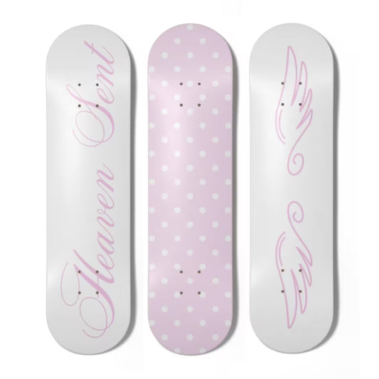 Pink Polka Dot Skateboard Set
